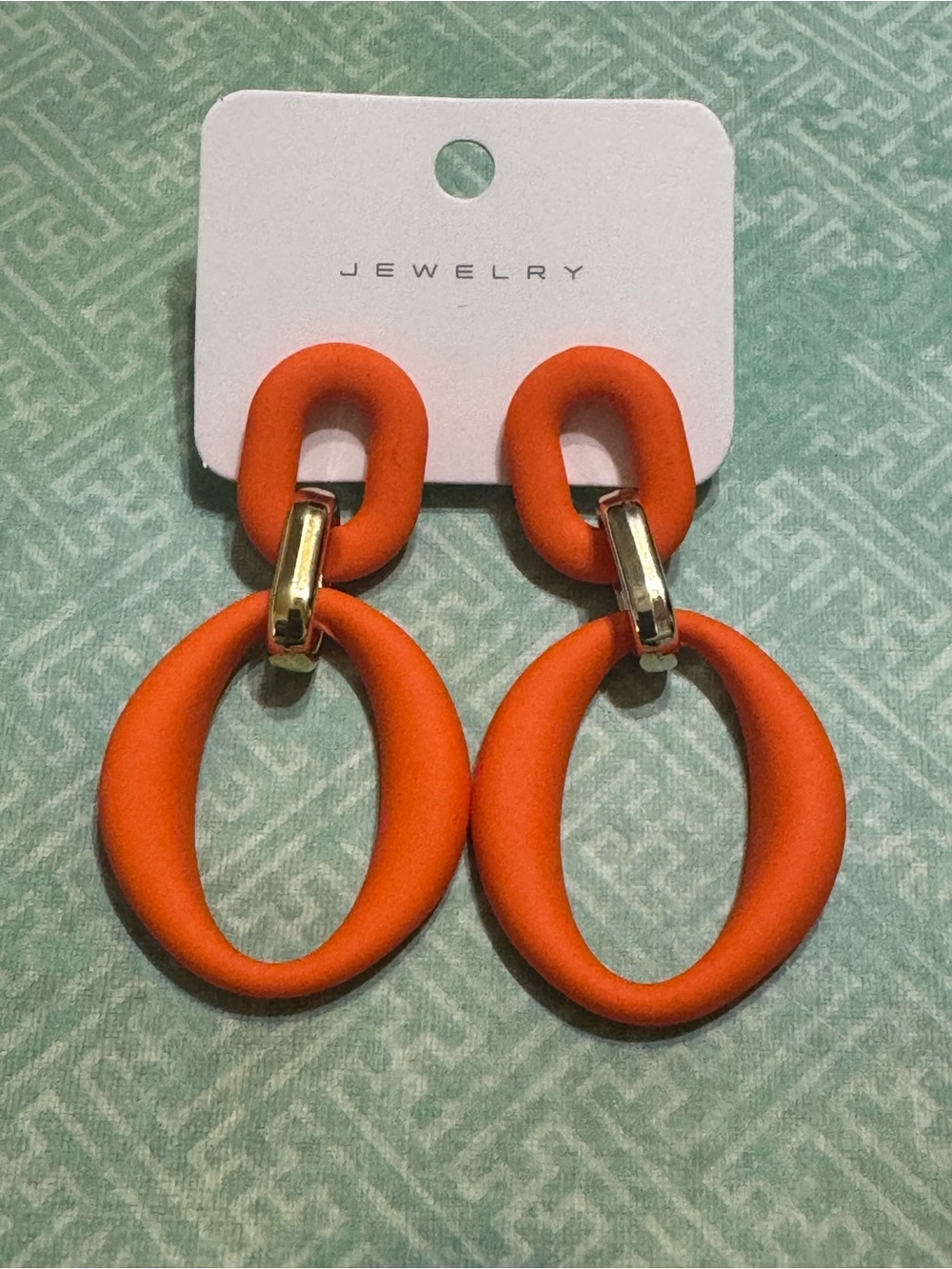 ORANGE AND GOLD TONE EARRINGS